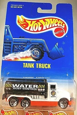 1991 Hot Wheels Blue/White Card #147 TANK TRUCK White-Orange w/Chrome 5 Sp-Varia - Image 1 of 4