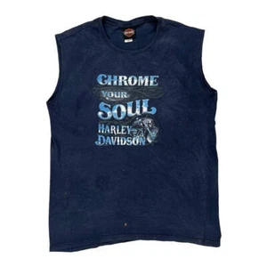 Salisbury Harley Davidson Graphic Vest - Large Blue Cotton - Picture 1 of 8