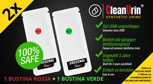 Urina Sintetica 2 BUSTINE 📕📗 (1 ROSSO + 1 VERDE) 👩🔬 2 x 25 ml CLEANU ⚗️✔️🏆 - Imagen 1 de 5