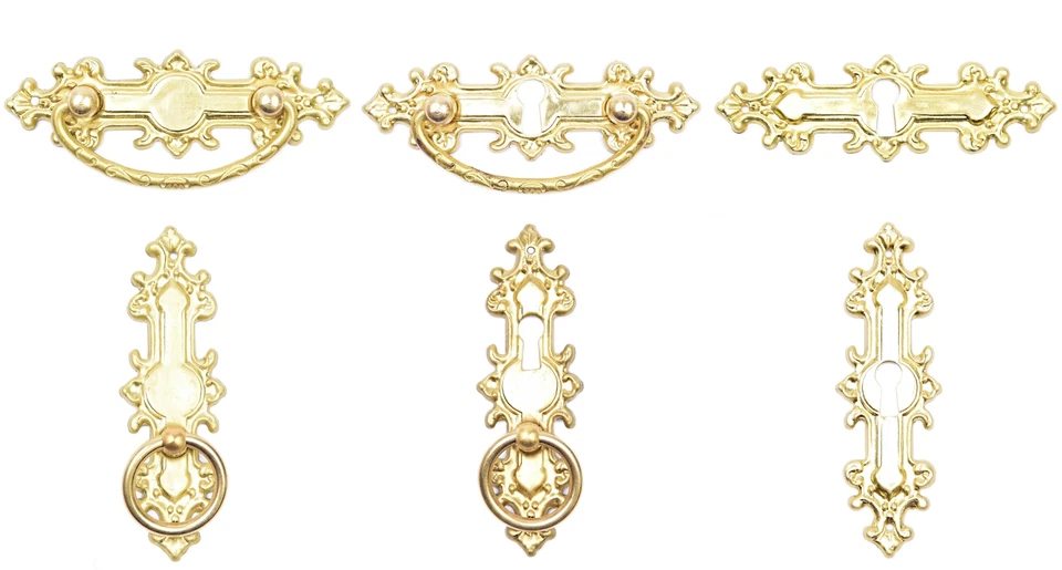 Antik Möbel Beschlag Griff Gründerzeit Ring Möbelschild Möbelgriff Messing - Bild 1 von 1