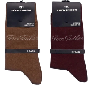 BAUMWOLLMIX  2er Pack weiche Socken, unifarben, 35-38, div.Fbn.  *TOM TAILOR* - Bild 1 von 3