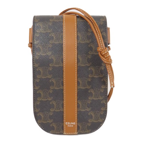 Borsa a tracolla CELINE Triomphe per telefono rivestita in tela marrone