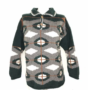 Suéter Pullover Henley con Cuello Woolies Para Hombre Grueso Tejido a Mano Geométrico XL - Imagen 1 de 6