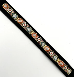 7.5" Micro Mosaic Millefiori 5-Link Bracelet-Flower Design-Gold Plated-Italy-VTG - Picture 1 of 18