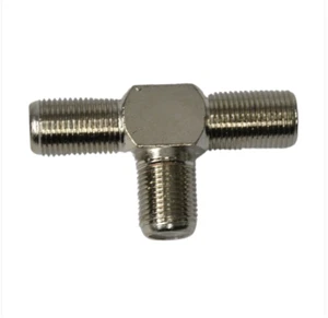 2-Way Metal Coax T Splitter Female to Two Female F-Type - Picture 1 of 1