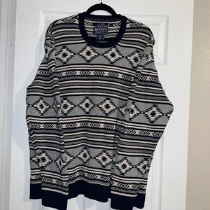 AMERICAN RAG Vintage Sweater SW Design Grey Navy Tan Cotton Pullover Size XXL - Picture 1 of 4