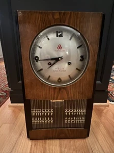 Vintage 555 Wall Clock Pendulum China MCM Windup Mechanical w/ Key Working - Picture 1 of 15