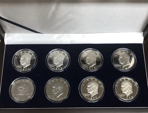 1971-S to 1978-S PROOF/40% Silver Eisenhower dollars 8 coins 1976 Type 1&2 Cover