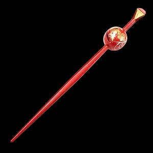 Japanese Geisha Hairpin Kanzashi Red Hair Stick Ball Headwear Kimono Decor H33 - Picture 1 of 12