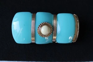Mia Collection Gold and Turquoise Color Stretch Bracelet - Picture 1 of 5