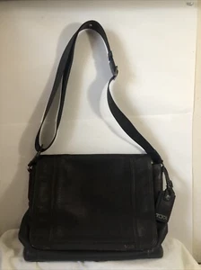 Tumi Men’s Dark Brown Leather Laptop Messenger Bag With Web Strap - Picture 1 of 21