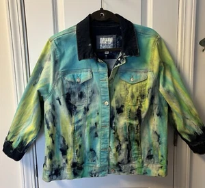 Logo Tie Die Denim Jacket 16 By Lori QVC - Picture 1 of 12