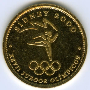 # SPAIN • 2000 ☆ OLYMPIC GAMES • MEDAL SIDNEY 2000 AUSTRALIA • GOLD PLATED☆C6498 - Picture 1 of 2