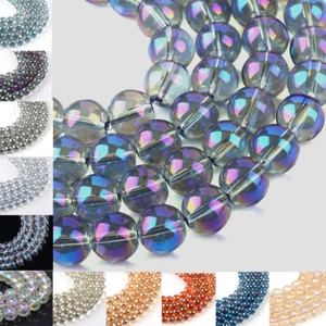 104pcs Electroplate Glass Round Beads Smooth Mini Loose Spacer Beads 7.5x8.5mm - Picture 1 of 49