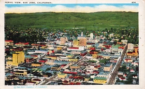SAN JOSE CA AERIAL VIEW 1949 VINTAGE LINEN POSTCARD 072424 T - Picture 1 of 2
