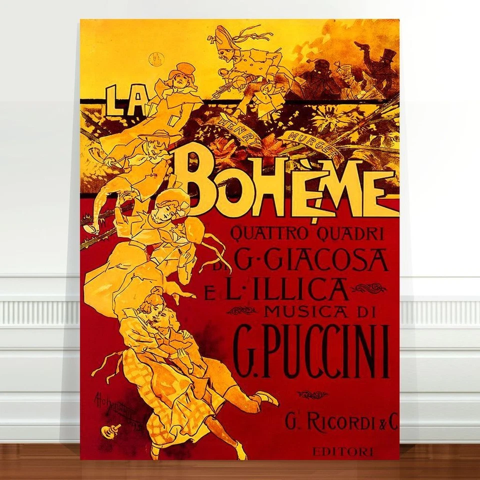 Stunning Vintage French Theatre Poster Art ~ CANVAS PRINT 8x10" ~ La Boheme - image 1 of 1