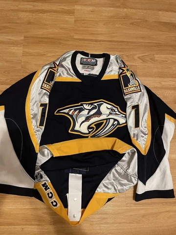 Nashville Predators Dunham Authentic CCM NHL Hockey Jersey 48 Blue Away Cover