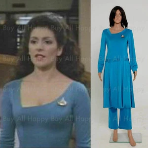 Star Trek Deanna Troi Dress Cosplay Costume S-2XL - Picture 1 of 7