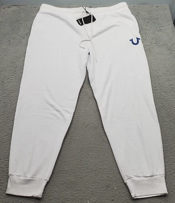 Pantalones de chándal True Religion para hombre 3XL blancos cintura elástica cordón logotipo Swoosh Foto 1 de 4