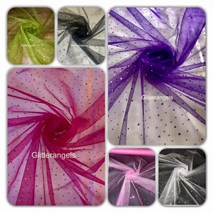 Holographic Sequin Tulle Net Fabric 58” Wide Tutu Dress Crafts Decor Wedding - Picture 1 of 32