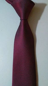NEW KENNETH ROBERTS Silk Necktie Modern PLATINUM Dark RED Textured Geometric - Picture 1 of 5