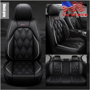 Luxury Wear-Resistant PU Leather 5 Sits Car Seat Cover Cushions Front and Rear - Picture 1 of 14