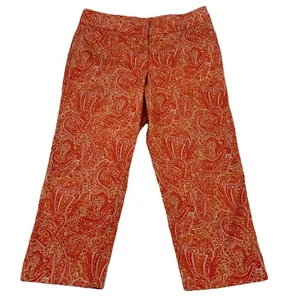 Talbots Curvy Ankle Hose Größe 8 adrette orange weiß Paisleymuster Knöchelschlitze - Bild 1 von 15