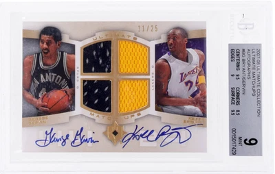 Kobe Bryant George Gervin 2007 Ultimate Matchups Jersey Autograph /25 Auto BGS 9 - Image 1 of 2