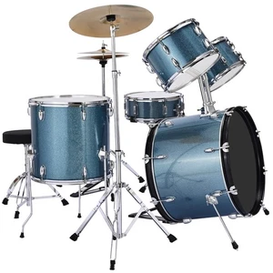 Drum Set 5-Piece Beginner Drums Set with 22 in Bass Drum (Gravel Blue) - Picture 1 of 12