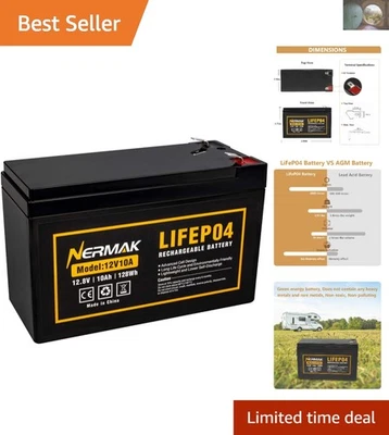 Versatile 12V 10Ah Lithium Deep Cycle Battery - Ideal for Solar & Electronics - Image 1 of 4