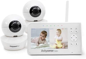 Babysense Video Baby Monitor, 4.3 Inch Split Screen with Two Cameras and Audio - Picture 1 of 12
