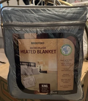 NUEVO Biddeford Eléctrico Calefacción Micro Peluche King Talla 100"x 90" Manta Apagado Automático Foto 1 de 4