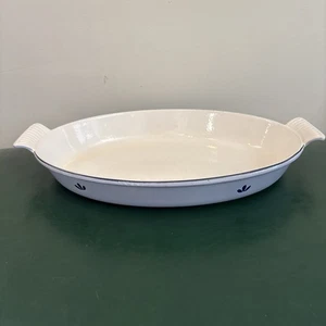 DRU Blau Tulpe Emaille Gusseisen Kasserolle Backform 36 Holland 14" Oval EUC - Bild 1 von 13