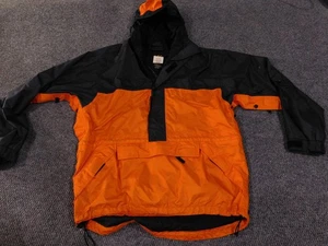 Vintage REI anorak jacket mens Medium orange black hooded zip snap ripstop - Picture 1 of 15