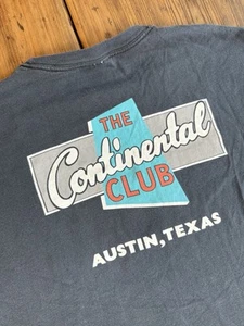 🔥Vintage 🔥 🎶The Continental Club 🎶Austin Texas Black Sz Large Faded - Picture 1 of 9