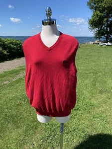Chaps Mens Sweater Vest Red Sleeveless 100% Cotton Christmas Mens Size Large - Picture 1 of 10