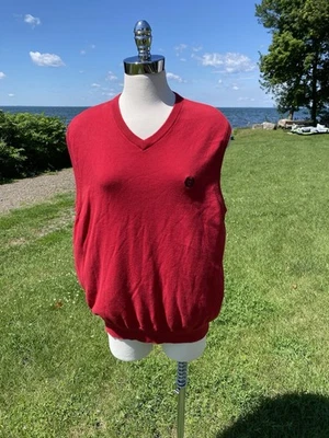 Chaps Mens Sweater Vest Red Sleeveless 100% Cotton Christmas Mens Size Large - Image 1 of 4