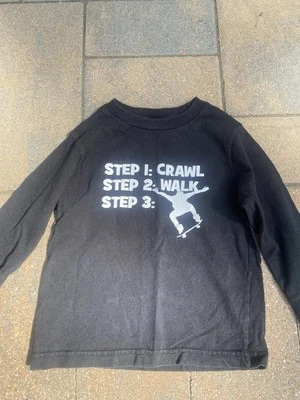 Crawl Walk Skate Skateboard Long Sleeve Kids Shirt Black Skateboarding Size 4 - Image 1 of 4