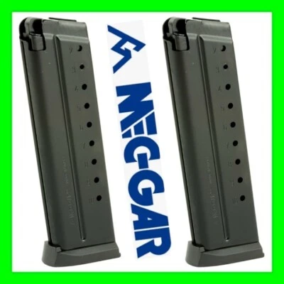 2 - 1911 Government 10 Round 9mm Black Magazine 10rd Mag MGCGOV910AFC by Mec-Gar