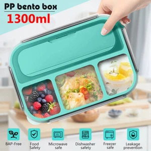 Lunch Box For Kids Adults Food Container Picnic Bento Storage Box 4 Compartments - Picture 1 of 12