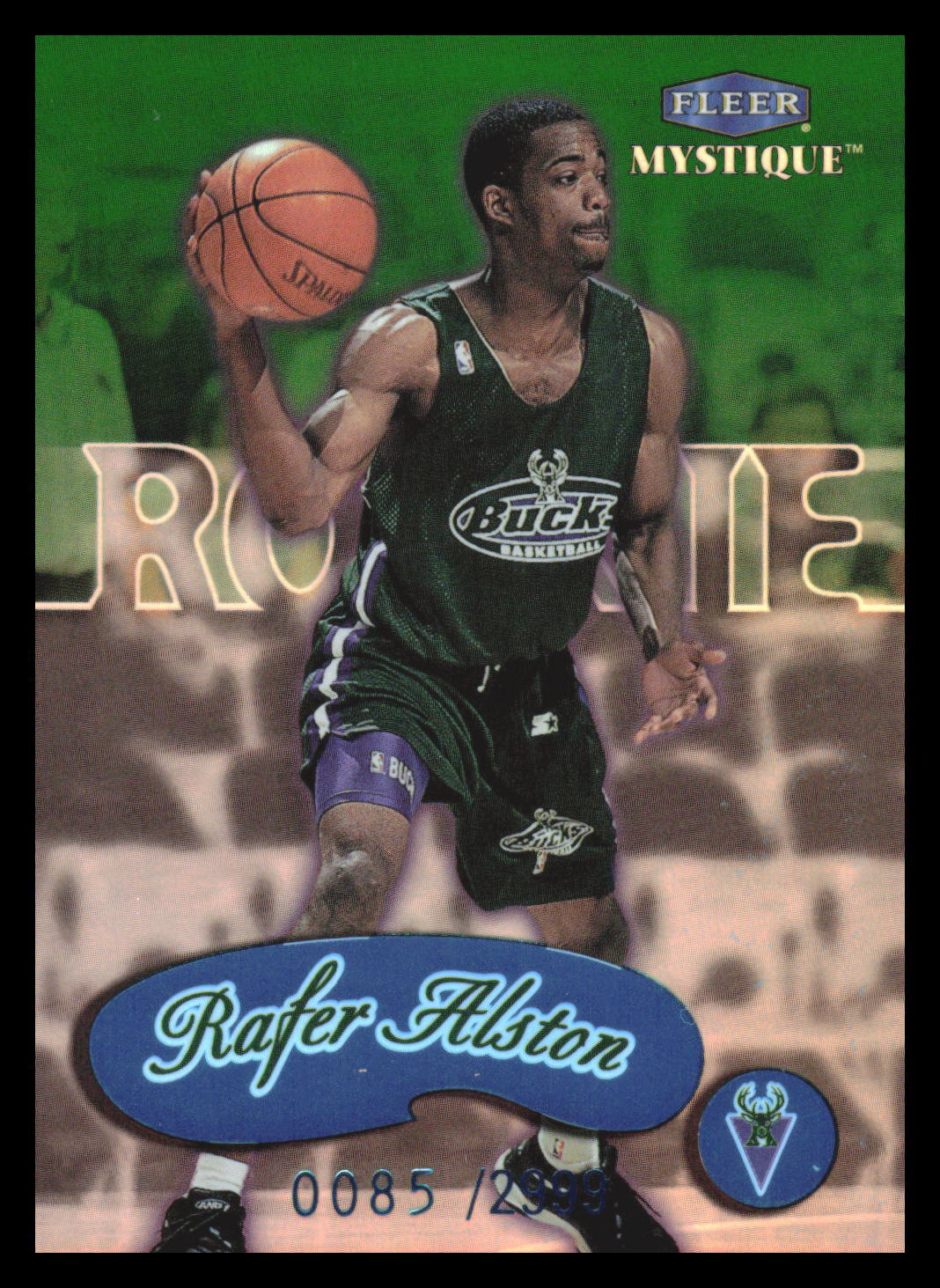 1999 Fleer Mystique Rafer Alston #133   RC  #/2999 Milwaukee Bucks 2D