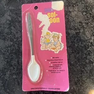 VINTAGE Sof Spoon Feeding Spoon Infant Size Baby In Pack - Picture 1 of 7