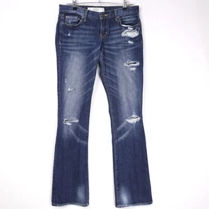Abercrombie & Fitch A&F Emma Denim Blue Jeans Distressed Holes 4L - W 27 - L 35 - Picture 1 of 21
