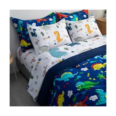 Wajade 7 Piece Kid Boys Dinosaur Comforter Set Twin Size 3D Blue Dinosaur Wil... - Image 1 of 4