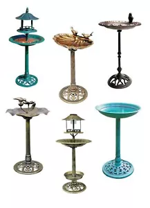 Bird Bath Traditional Ornamental Pedestal Outdoor Garden Water Copper Cast Iron - Picture 1 of 7