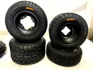 DWT A5 Black Front Rear Rims Wheels Sunf Street Tires YFZ450 Raptor Banshee 350 - Picture 1 of 8