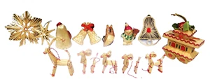 LOTE DE 13 ADORNOS CAMPANEROS DE NAVIDAD DE PAJA ESCANDINAVA ARTE POPULAR VINTAGE - Imagen 1 de 6