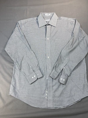 Joseph & Feiss Shirt Mens 16.5 White Gray Non-Iron Cotton Long Sleeve Button Up - Image 1 of 4