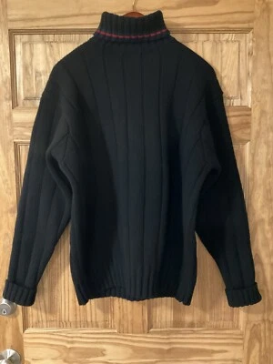 Polo Ralph Lauren De Colección Cuello Alto Negro Lana XL Verde Azul Rojo Rayas Cuello Pesado Foto 1 de 4