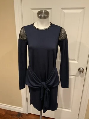 Elie Tahari Sport Blue Soft Jersey Dress w/ Twisted front & Mesh Shoulders Sz XS - Image 1 of 4